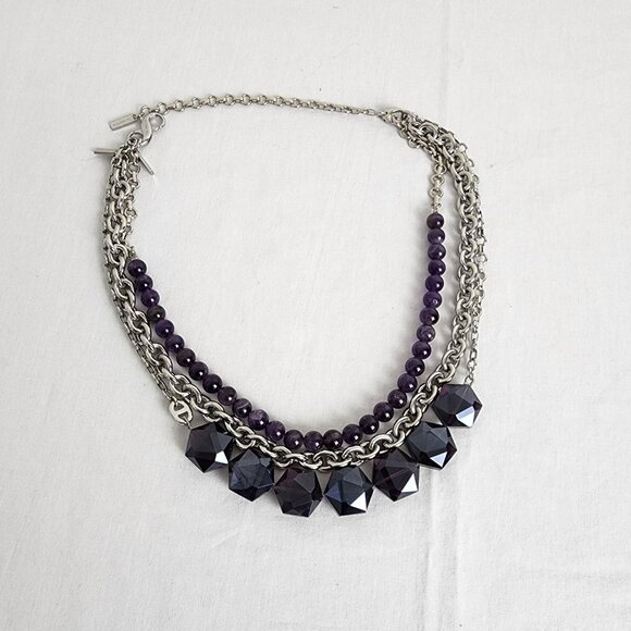 Lia Sophia Layered Amethyst Convertible 5 pc Necklace Sterling Silver - Picture 6 of 16